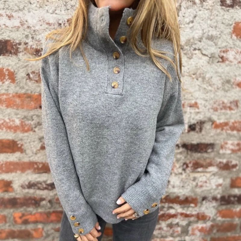Premium-Strickpullover für Damen mit Rollkragen und eleganten Knöpfen / Warm und raffiniert minimalistisch!