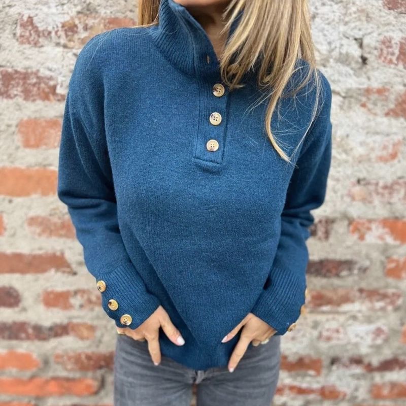 Premium-Strickpullover für Damen mit Rollkragen und eleganten Knöpfen / Warm und raffiniert minimalistisch!