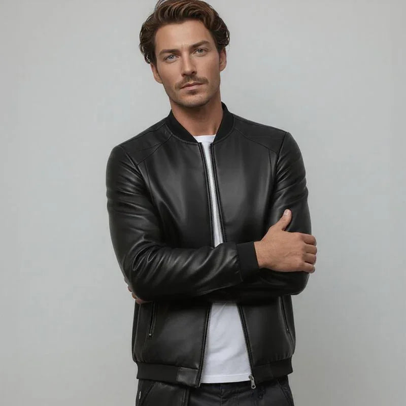 Maverick™ Jacke aus hochwertigem Leder mit minimalistischem Schnitt / Das Must-have für den stilbewussten Mann!