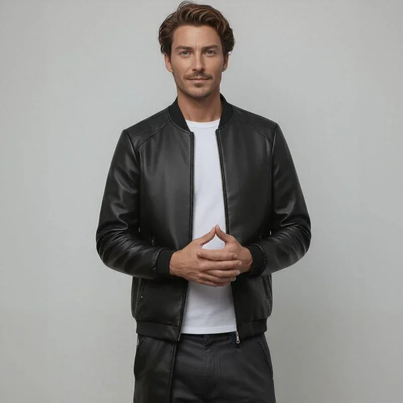 Maverick™ Jacke aus hochwertigem Leder mit minimalistischem Schnitt / Das Must-have für den stilbewussten Mann!