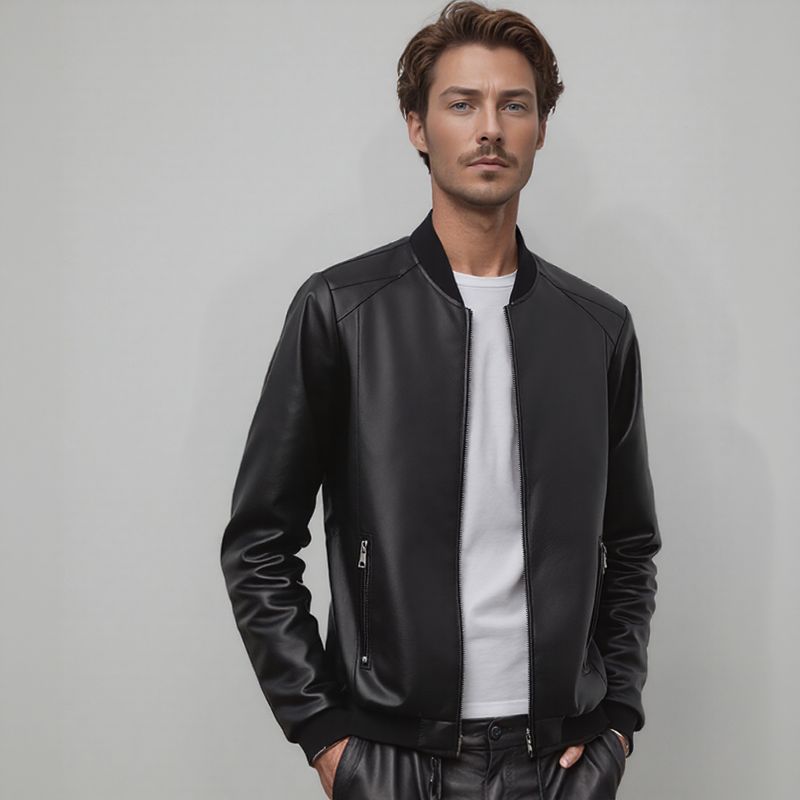 Maverick™ Jacke aus hochwertigem Leder mit minimalistischem Schnitt / Das Must-have für den stilbewussten Mann!