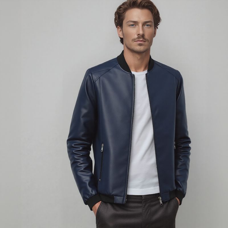 Maverick™ Jacke aus hochwertigem Leder mit minimalistischem Schnitt / Das Must-have für den stilbewussten Mann!