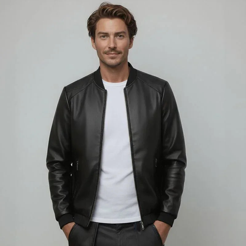Maverick™ Jacke aus hochwertigem Leder mit minimalistischem Schnitt / Das Must-have für den stilbewussten Mann!