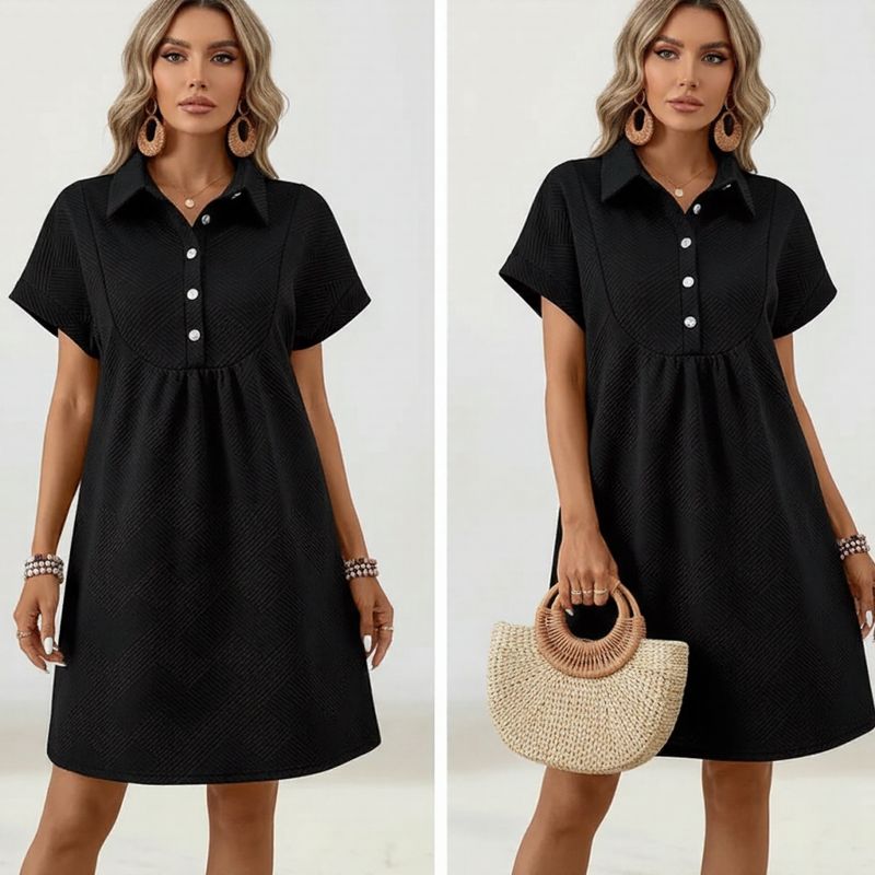 Kleid Hildegard™ aus Hochwertigem Strukturiertem Strick / Klassische Geometrische Struktur und Feminine Haltung!