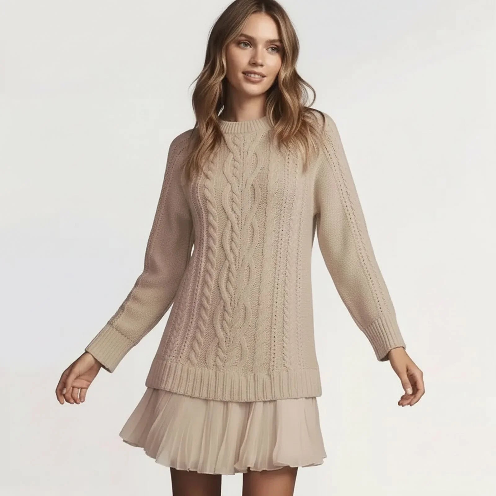 Wien Classic™ Kleid aus handgefertigtem Strick mit leichten Falten / Eleganz und Klasse in perfekter Harmonie!