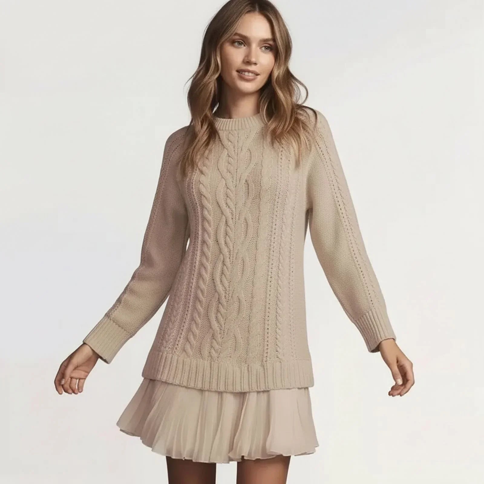 Wien Classic™ Kleid aus handgefertigtem Strick mit leichten Falten / Eleganz und Klasse in perfekter Harmonie!