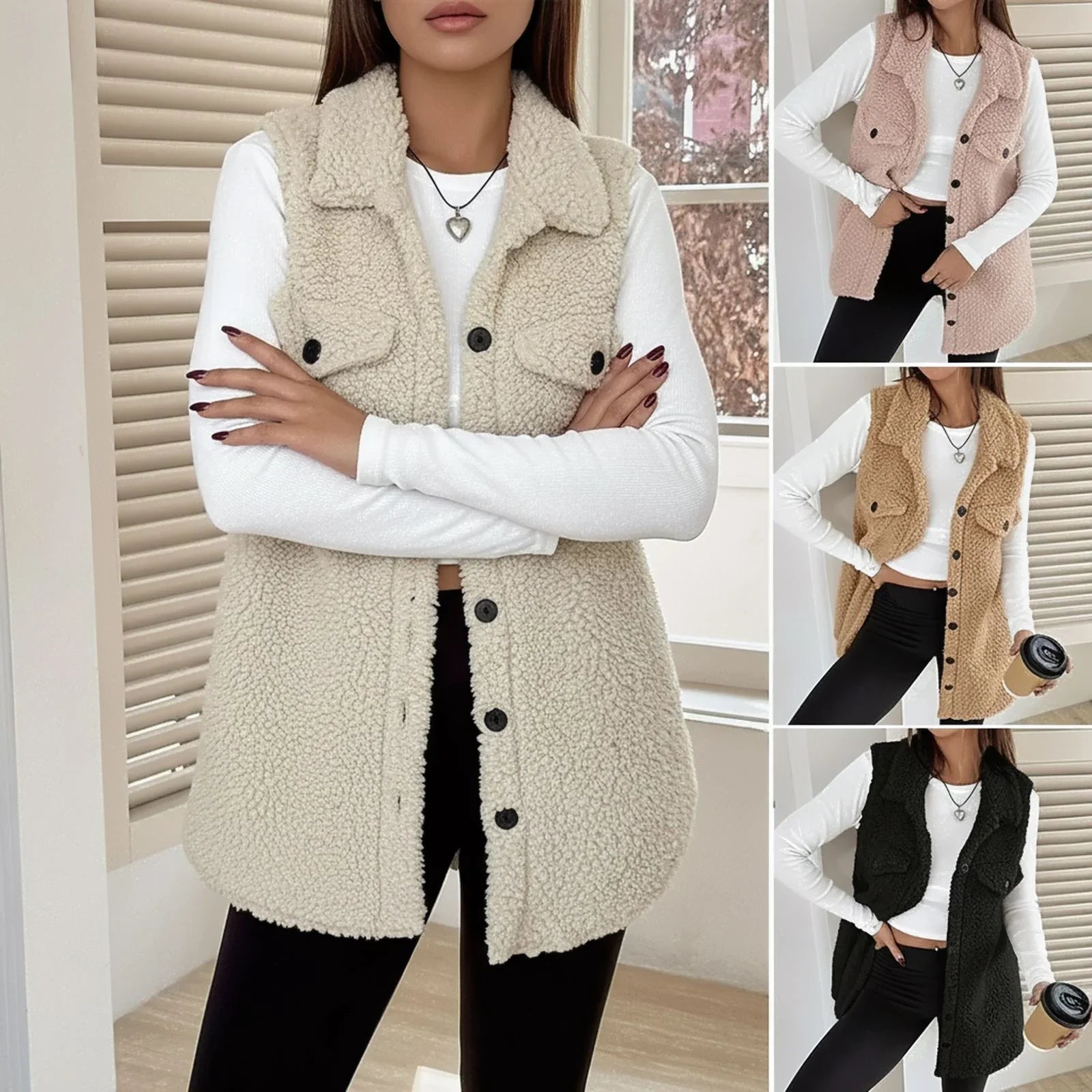 Aspen™-Weste aus hochwertigem Sherpa mit verlängertem Design / Stilvoller Komfort für kalte Tage!