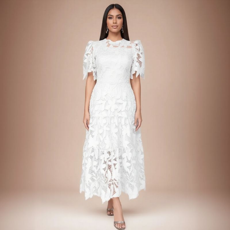 Herzogin™-Kleid aus handgefertigter Blüten-Spitze mit tailliertem Schnitt / Haltung, Anmut und Eleganz bei jeder Bewegung!