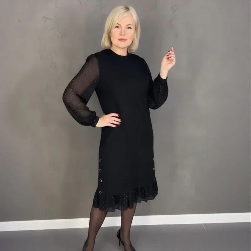 Dame Charlotte™ Kleid mit Transparenten Langarmärmeln / Zeitlose Klassik für Elegante Anlässe