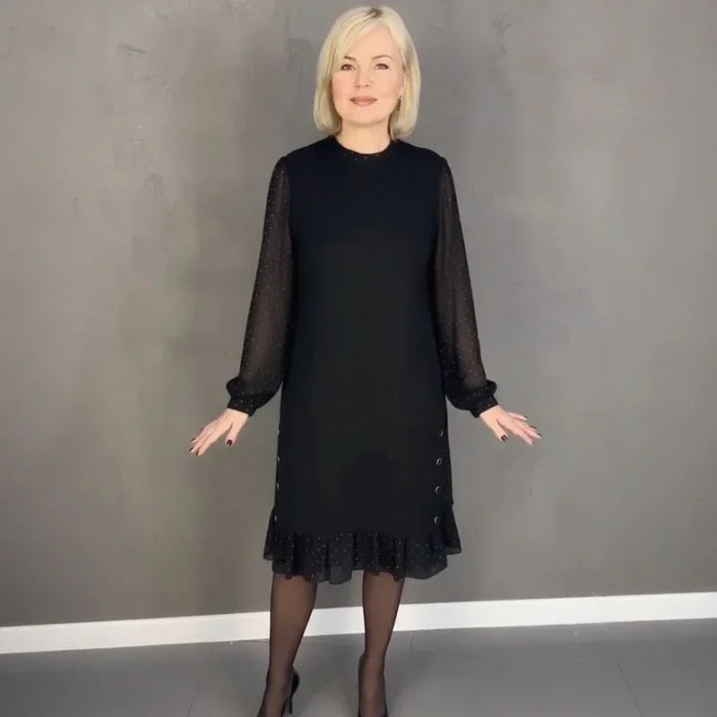 Dame Charlotte™ Kleid mit Transparenten Langarmärmeln / Zeitlose Klassik für Elegante Anlässe
