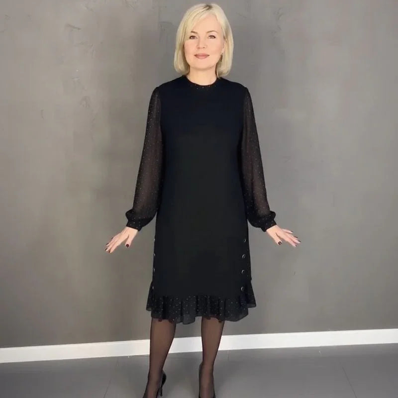 Dame Charlotte™ Kleid mit Transparenten Langarmärmeln / Zeitlose Klassik für Elegante Anlässe