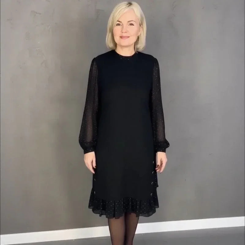 Dame Charlotte™ Kleid mit Transparenten Langarmärmeln / Zeitlose Klassik für Elegante Anlässe