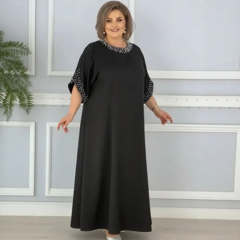 Helena™ Kleid aus Viskosekleid mit Schmuckdetails an Ausschnitt und Ärmeln / Klassische Eleganz mit einem Hauch von Glamour für jede Gelegenheit!