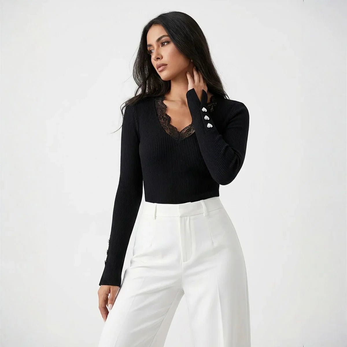 Maison™ Spitzenbluse mit Eleganter Spitze und Premium-Ärmelverarbeitung