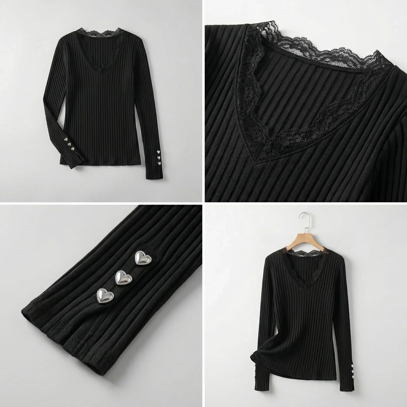 Maison™ Spitzenbluse mit Eleganter Spitze und Premium-Ärmelverarbeitung