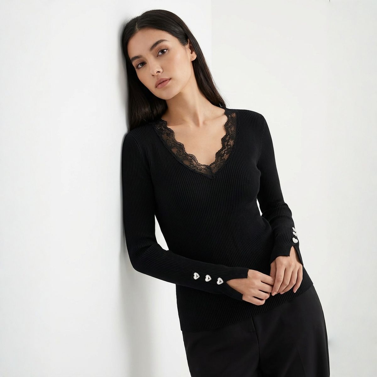 Maison™ Spitzenbluse mit Eleganter Spitze und Premium-Ärmelverarbeitung