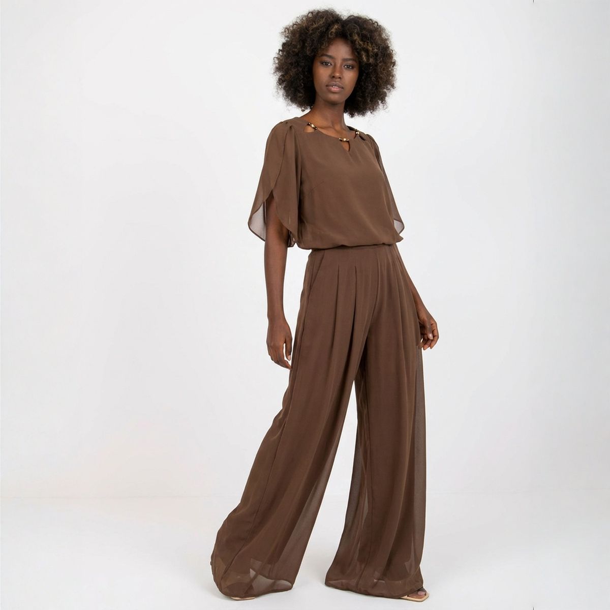 Elara™ Elegantes Popeline-Set mit Raffiniertem Ausschnitt und Langer Hose