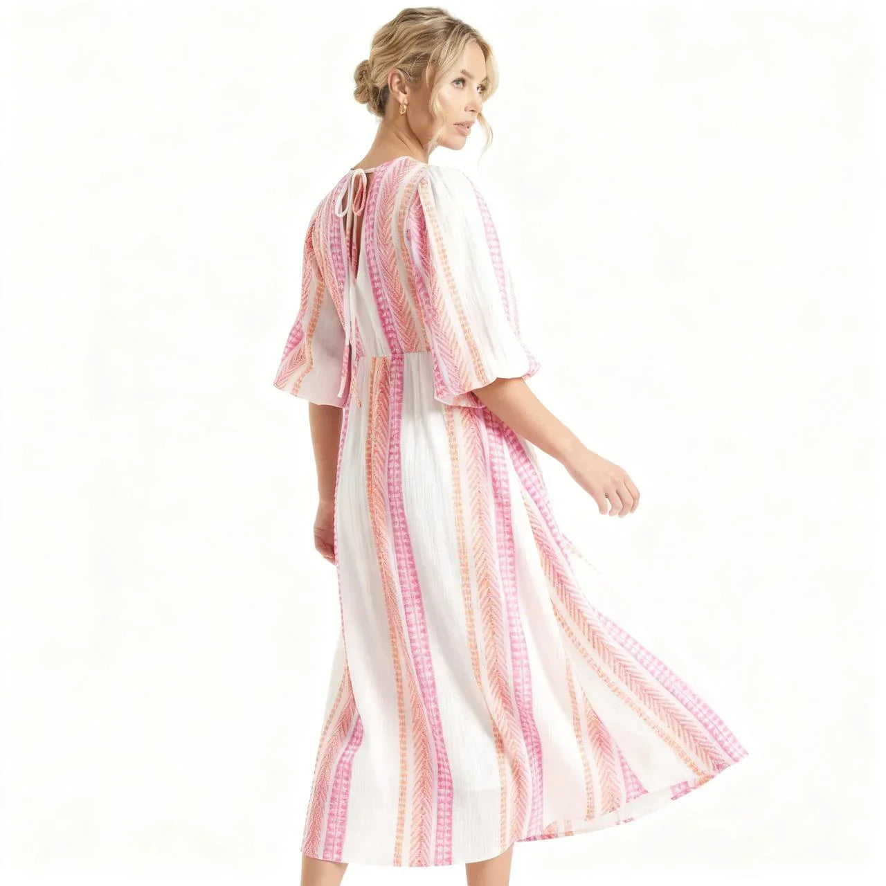 Valeria™ Leichtes Viskosekleid mit V-Ausschnitt und Fließenden Ärmeln