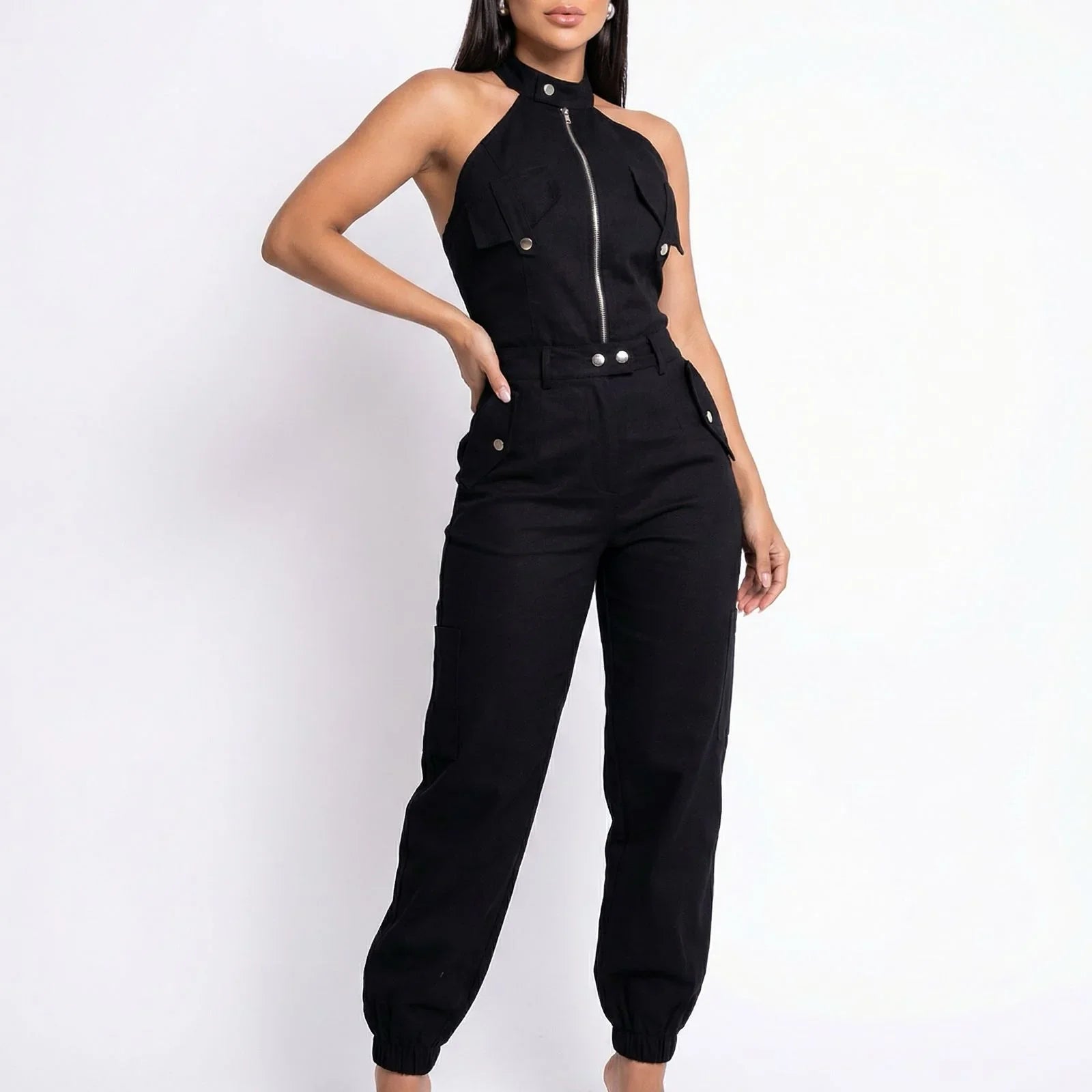 Dominna™ Jumpsuit aus Leichter Sarja im Raffinierten Cargo-Stil