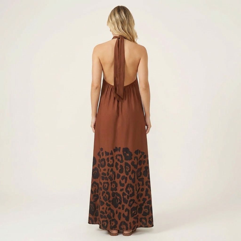 Isla Nomad™ Langes Viskosekleid mit Fließendem Schnitt und Wilder Musterung