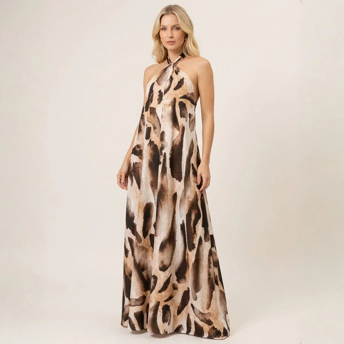 Isla Nomad™ Langes Viskosekleid mit Fließendem Schnitt und Wilder Musterung