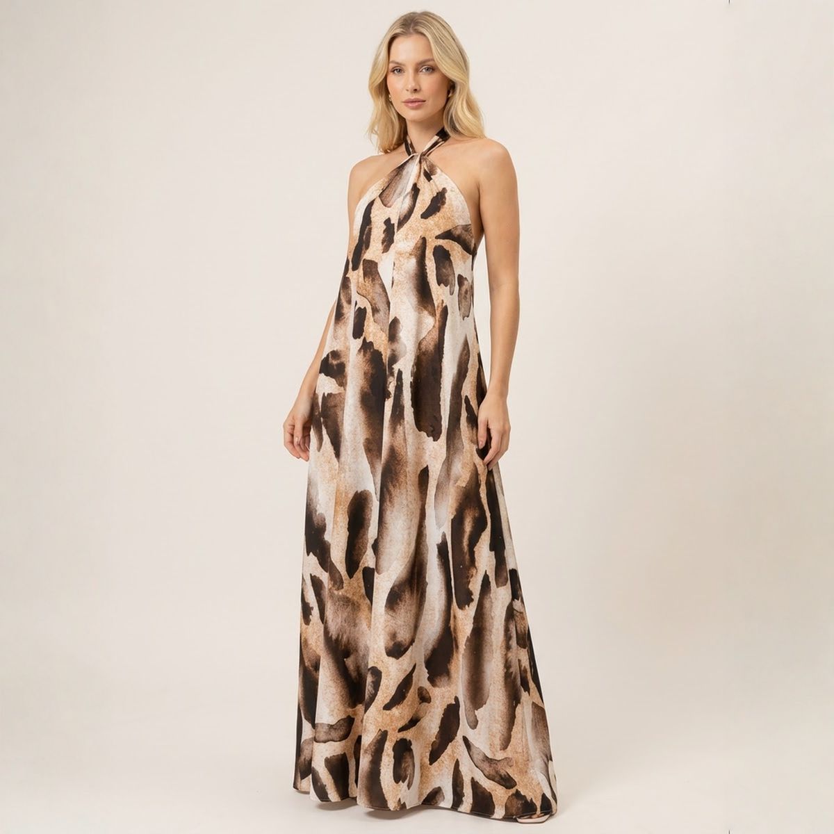Isla Nomad™ Langes Viskosekleid mit Fließendem Schnitt und Wilder Musterung