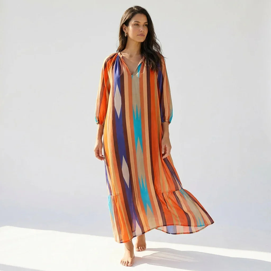 Kamelie™ Viskose-Maxikleid mit tiefem V-Ausschnitt
