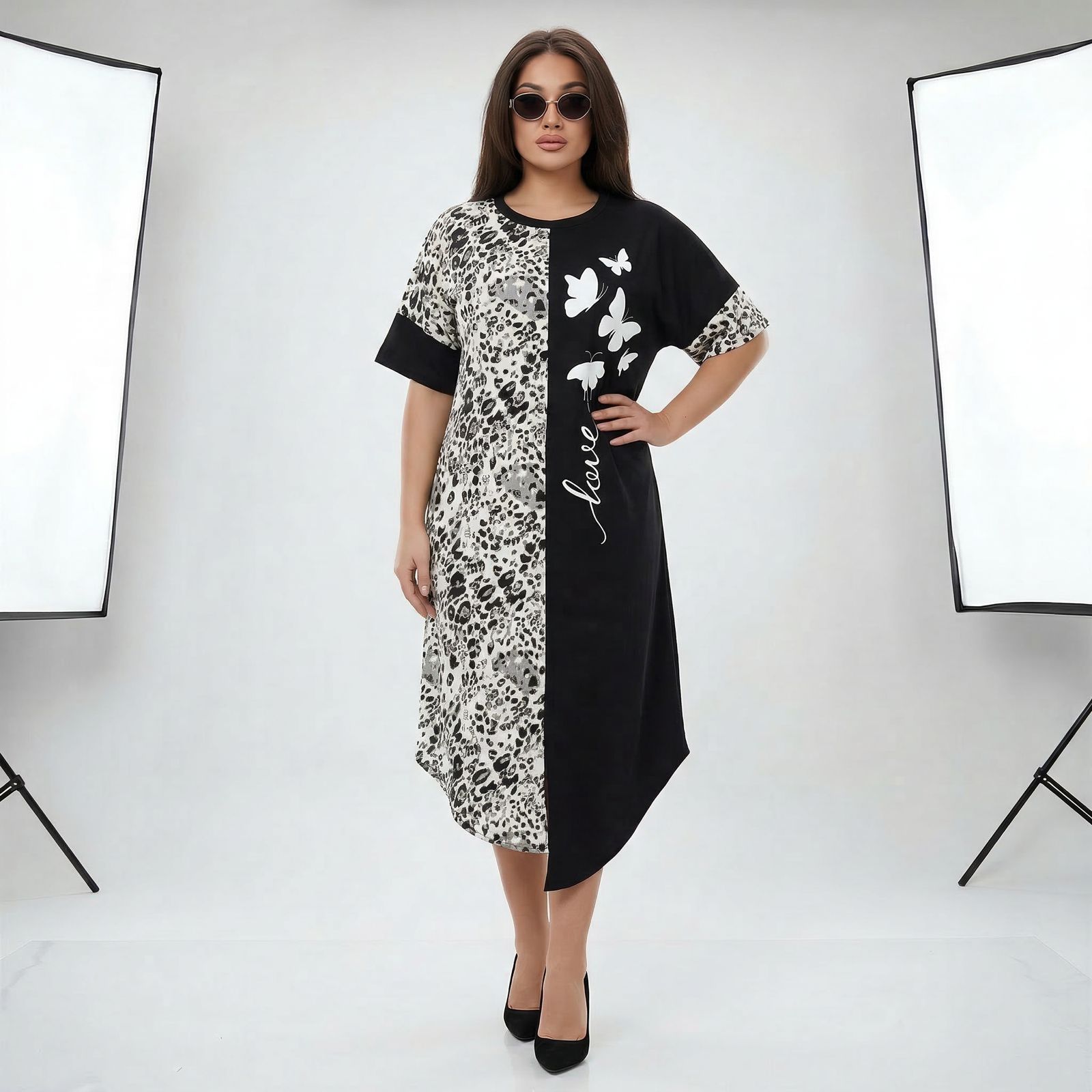 Lille™ Kleid aus leichter Viskose mit Animal-Print-Details