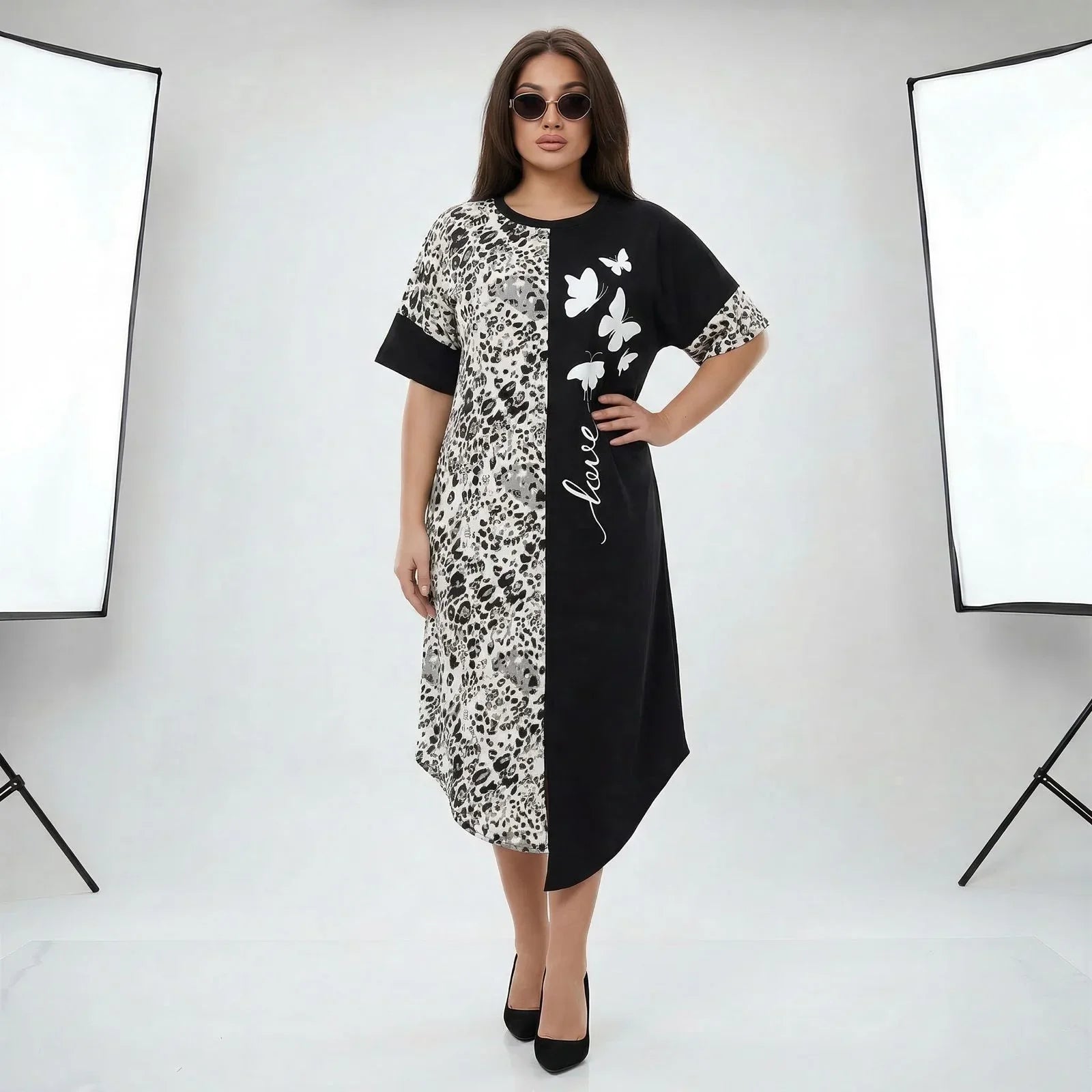 Lille™ Kleid aus leichter Viskose mit Animal-Print-Details
