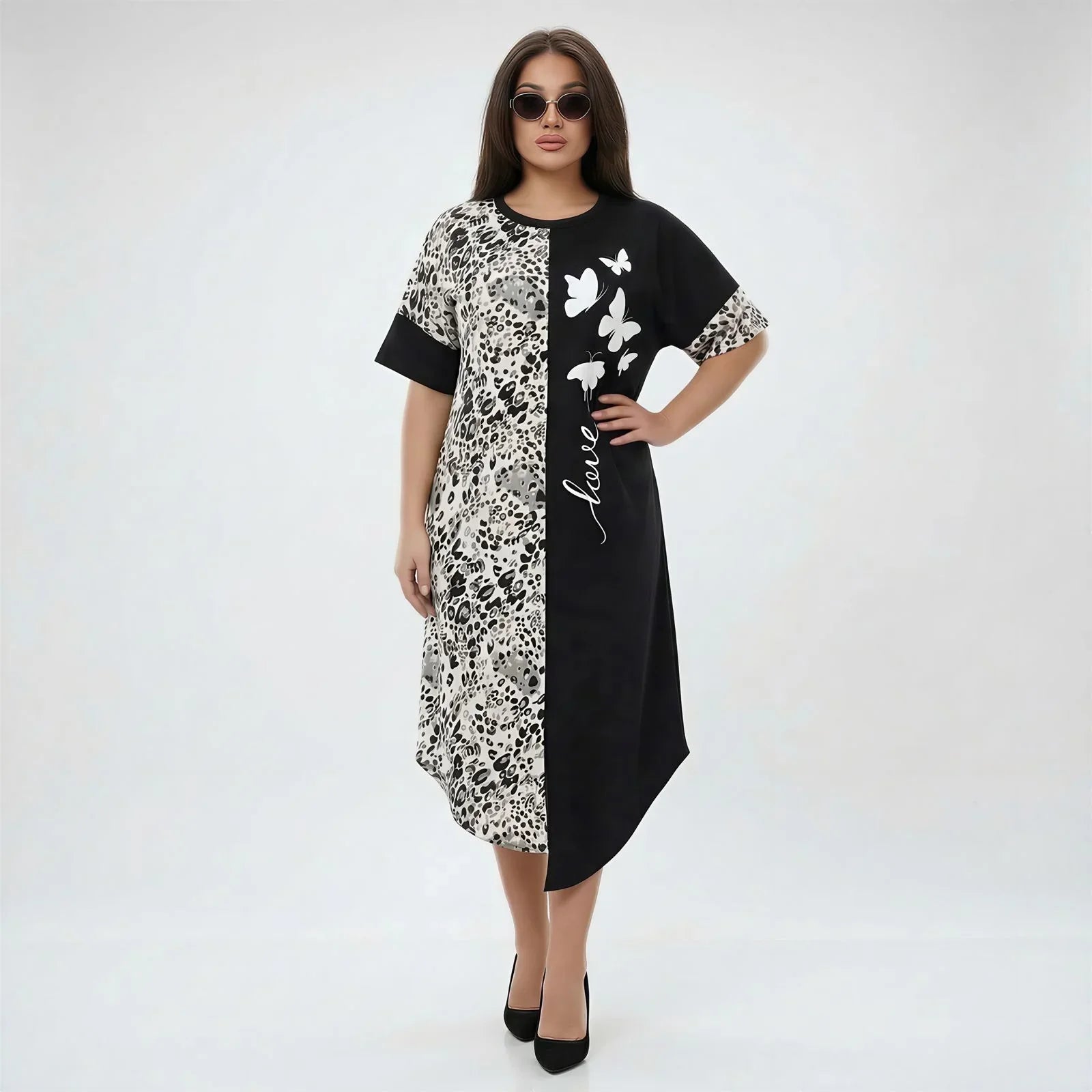 Lille™ Kleid aus leichter Viskose mit Animal-Print-Details