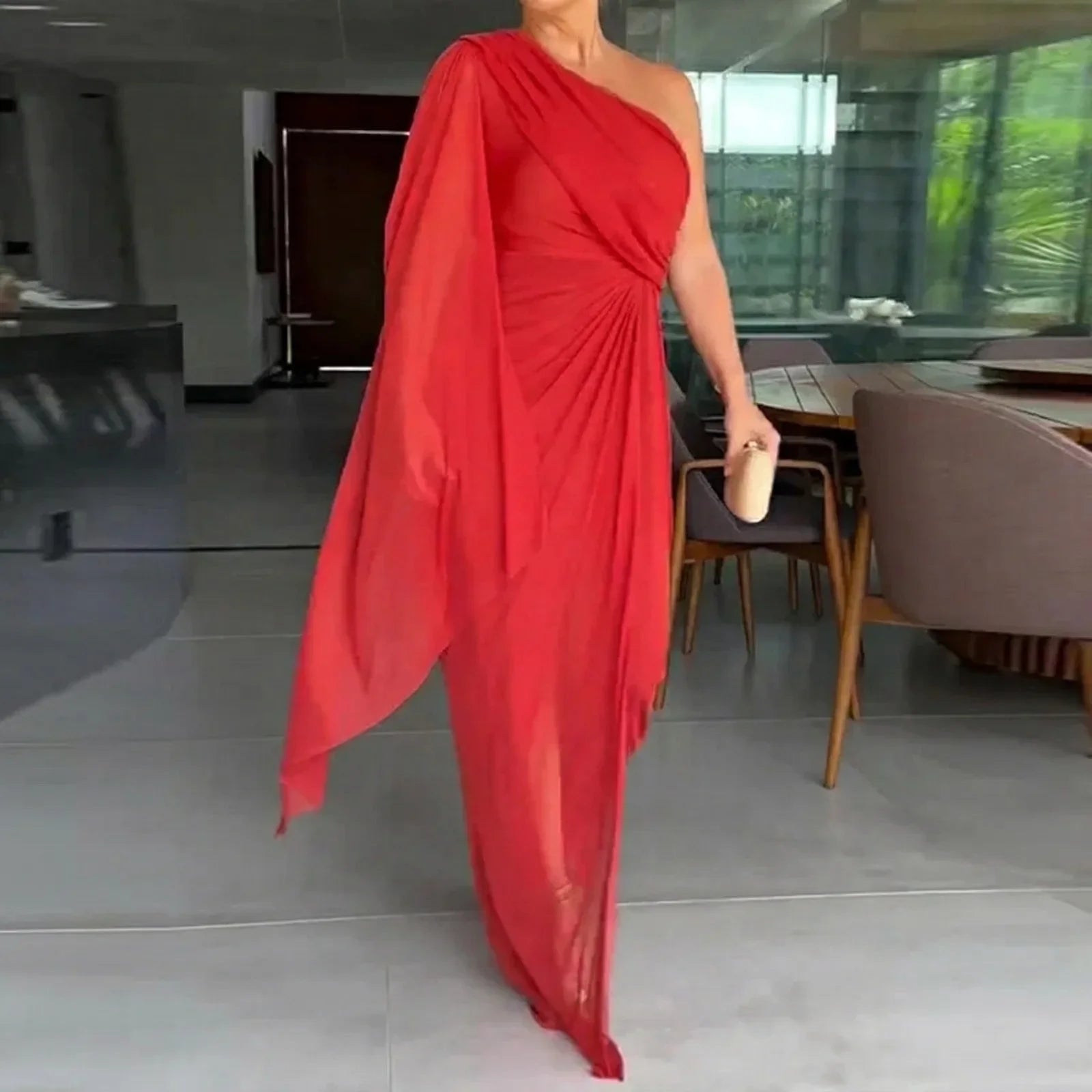 Katharina™ Drapiertes One-Shoulder-Maxikleid