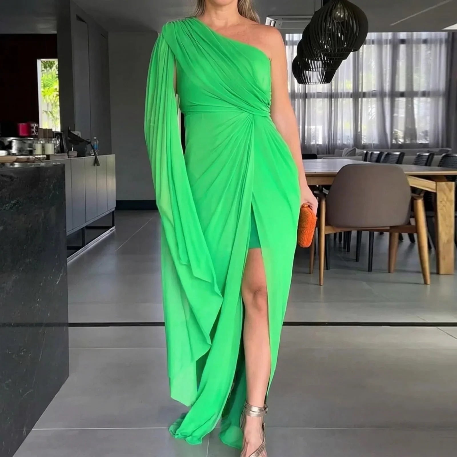Katharina™ Drapiertes One-Shoulder-Maxikleid