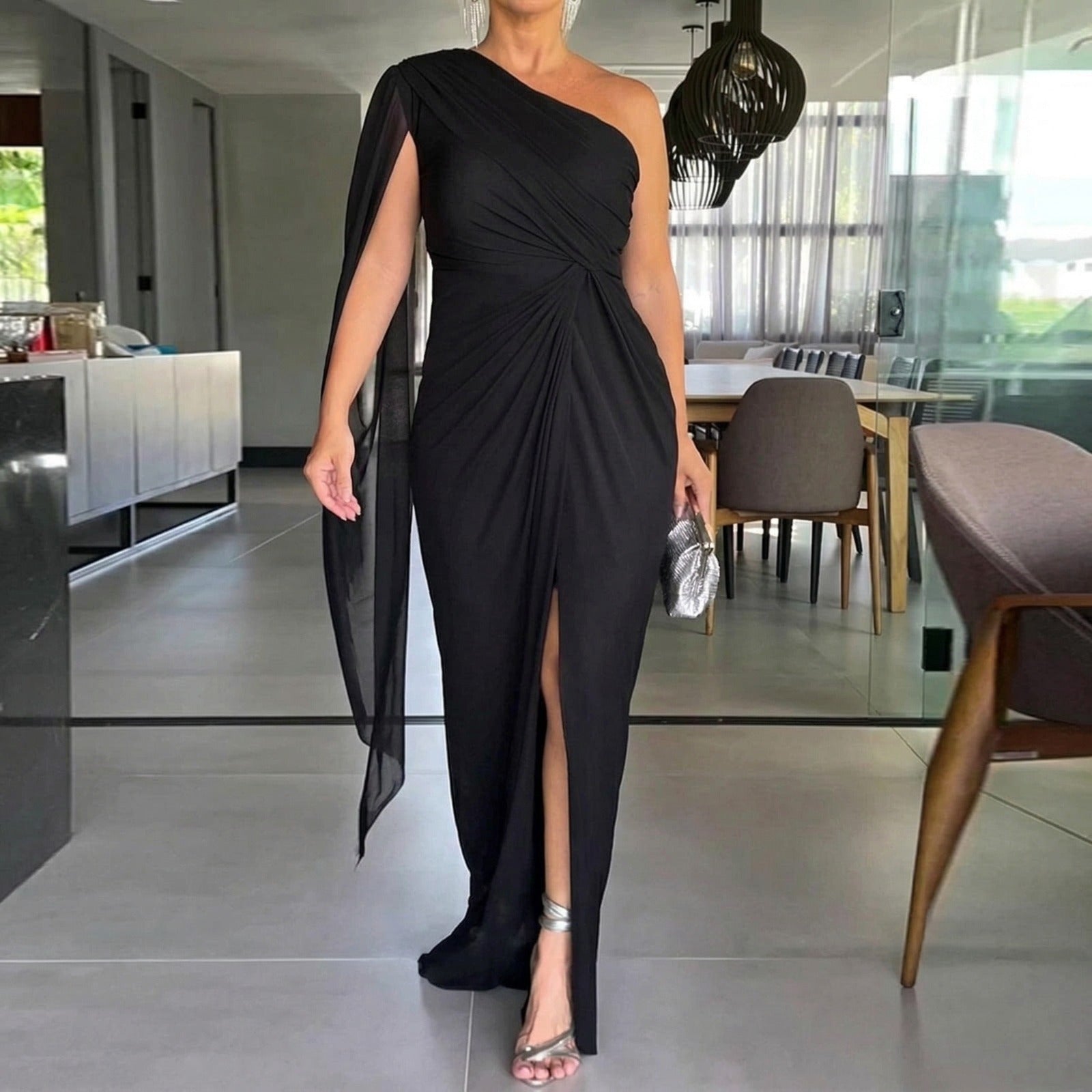 Katharina™ Drapiertes One-Shoulder-Maxikleid