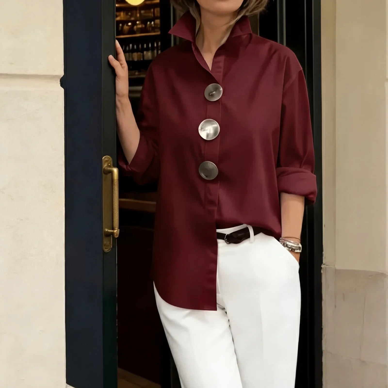 Martina™ Hemd mit strukturiertem Kragen und Oversize-Knöpfen