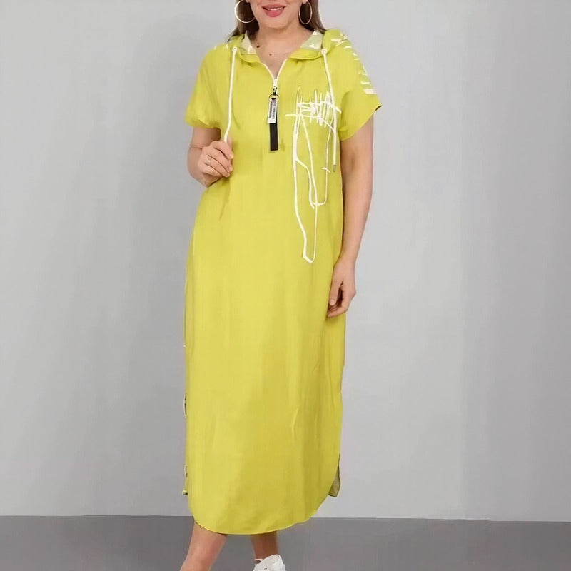 Lidia™ Kleid mit Kapuze und zeitgenössischem Signature-Print