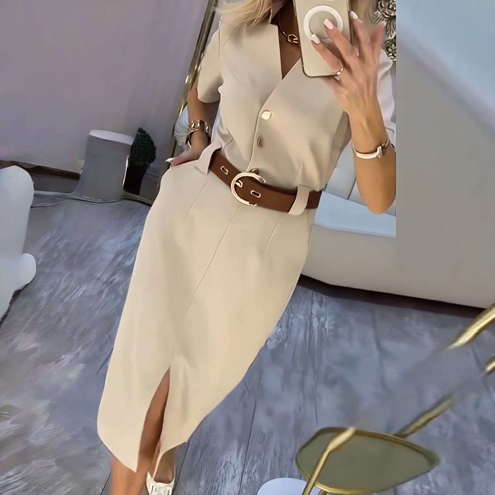 Maite™ Midi-Hemdkleid mit elegantem Frontschlitz