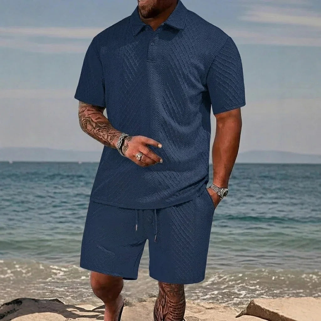 Cristiano™ Set aus strukturierter Strickware mit festem Polokragen