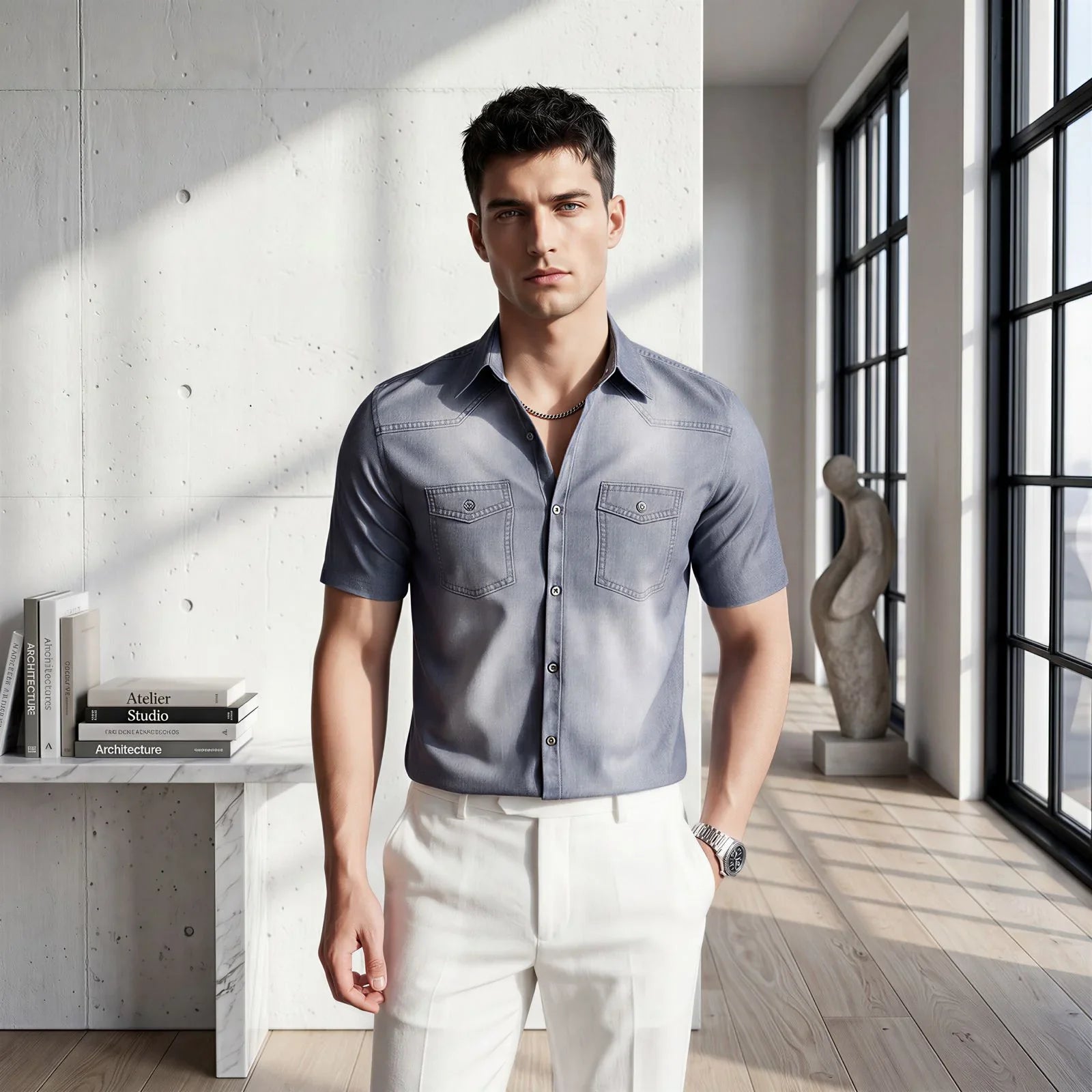 Vittorio™ Slim Fit Denim-Hemd mit Premium-Waschung