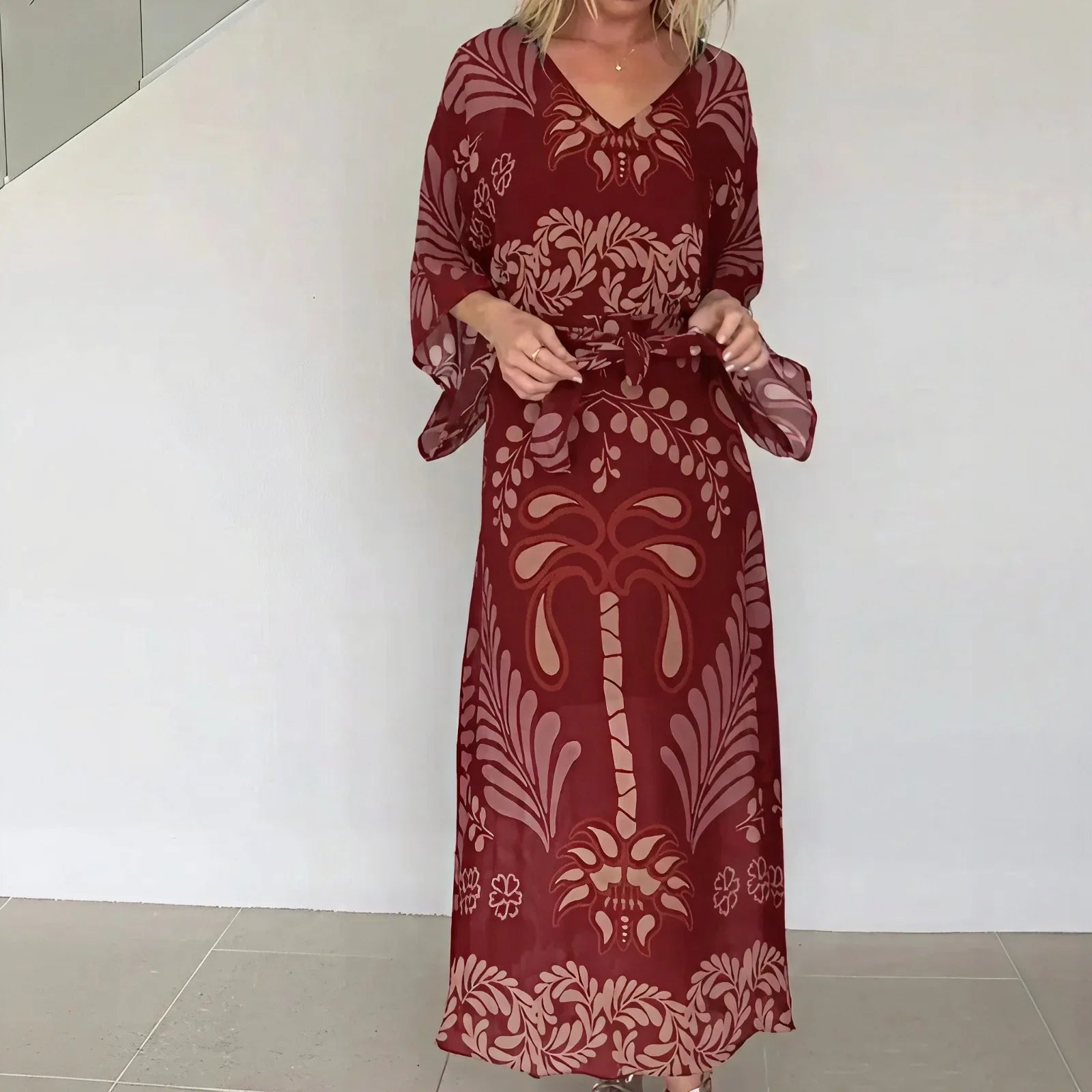 Orlena™- Kaftan Kleid mit kunstvollem Muster und Verstellbarem Taillenband
