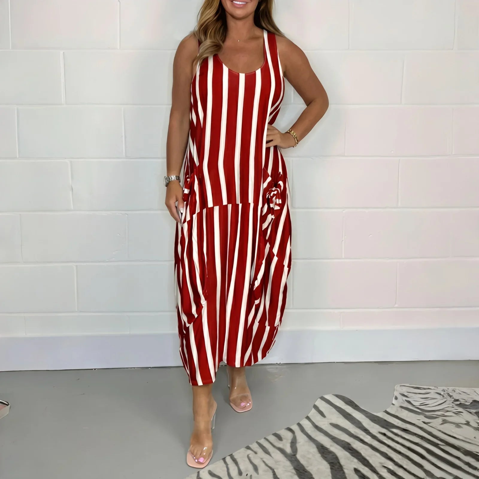 Atlantik™ Gestreiftes Kleid mit Taschen und Modernem Schnitt