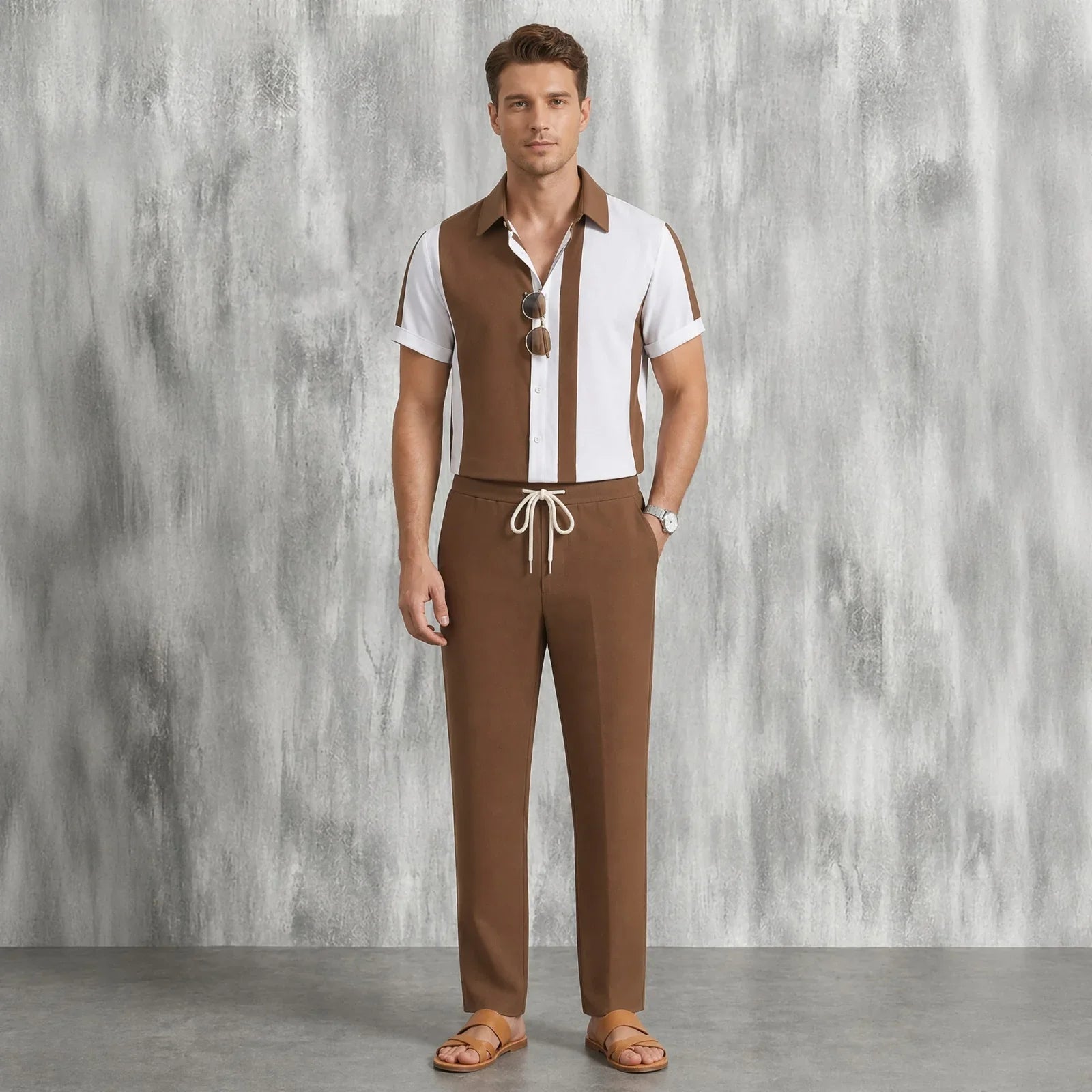 Dionysos™ Set mit asymmetrischen Streifen und Hose mit elastischem Bund