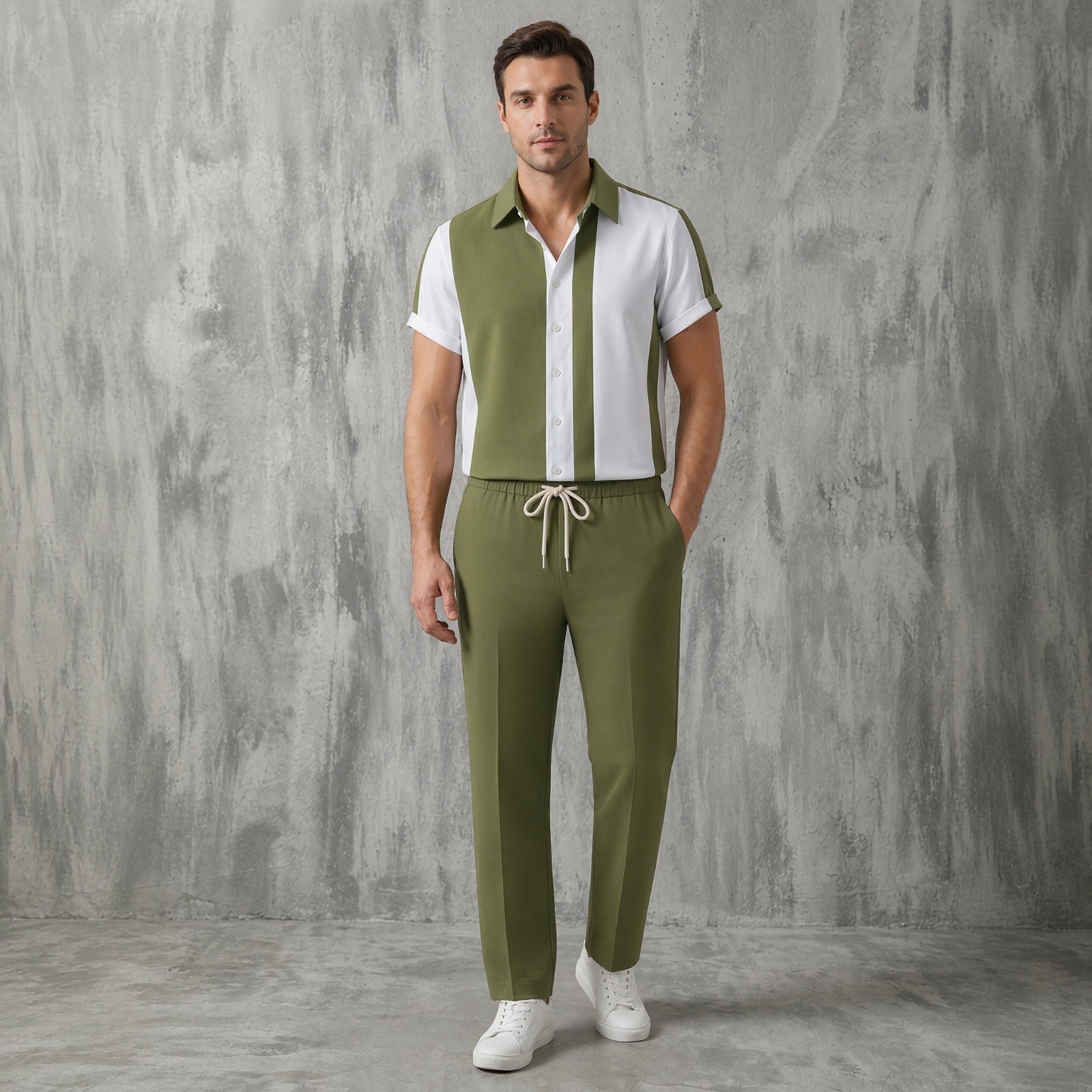 Dionysos™ Set mit asymmetrischen Streifen und Hose mit elastischem Bund