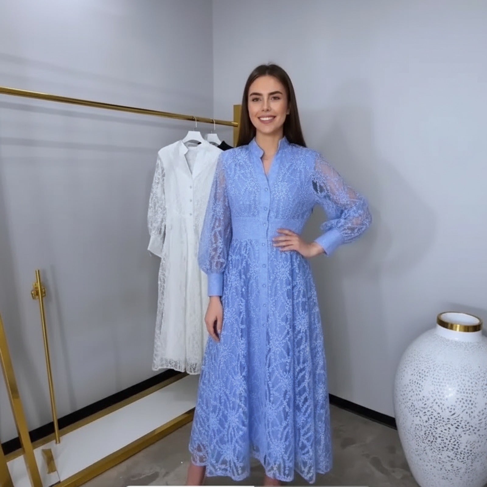 Imperial™ Spitzenkleid mit Puffärmeln