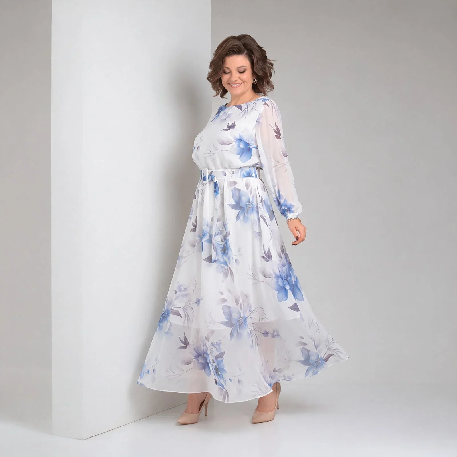 Manuela™ Kleid mit definierter Taille und U Boot Ausschnitt