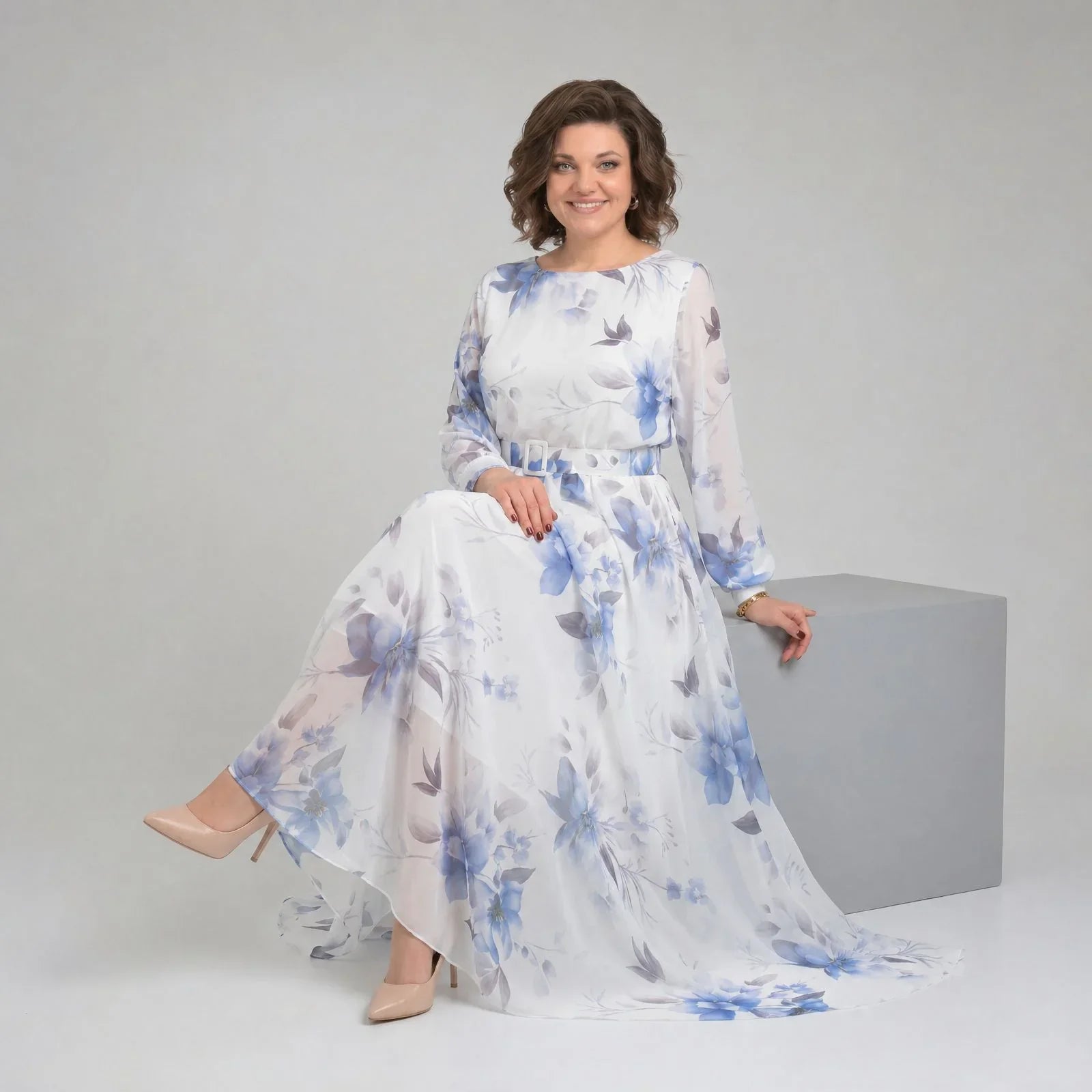 Manuela™ Kleid mit definierter Taille und U Boot Ausschnitt