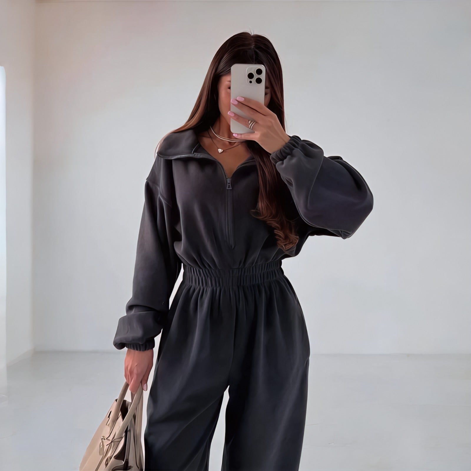 Vancouver™ Sweat-Jumpsuit mit Stehkragen und definierter Taille