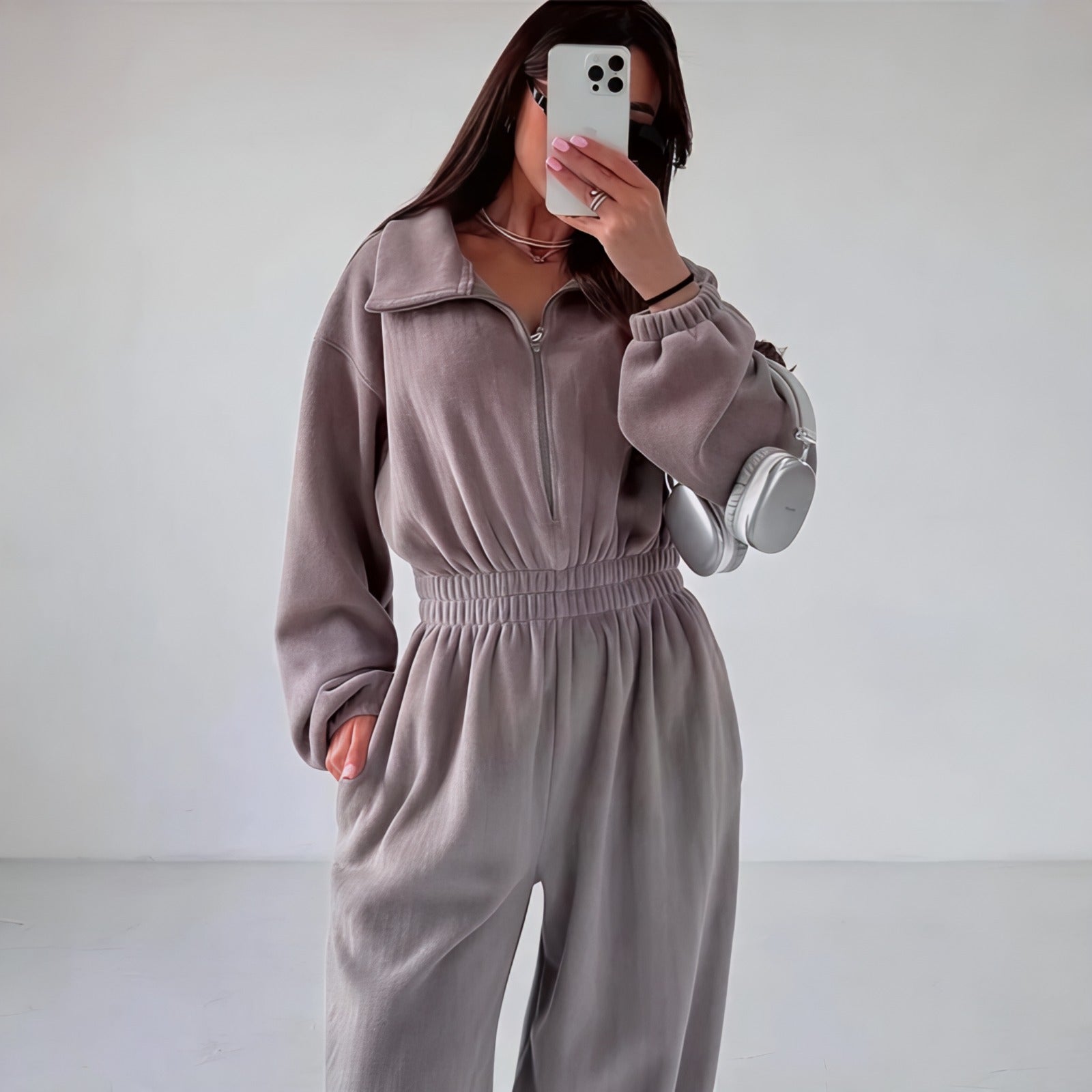 Vancouver™ Sweat-Jumpsuit mit Stehkragen und definierter Taille