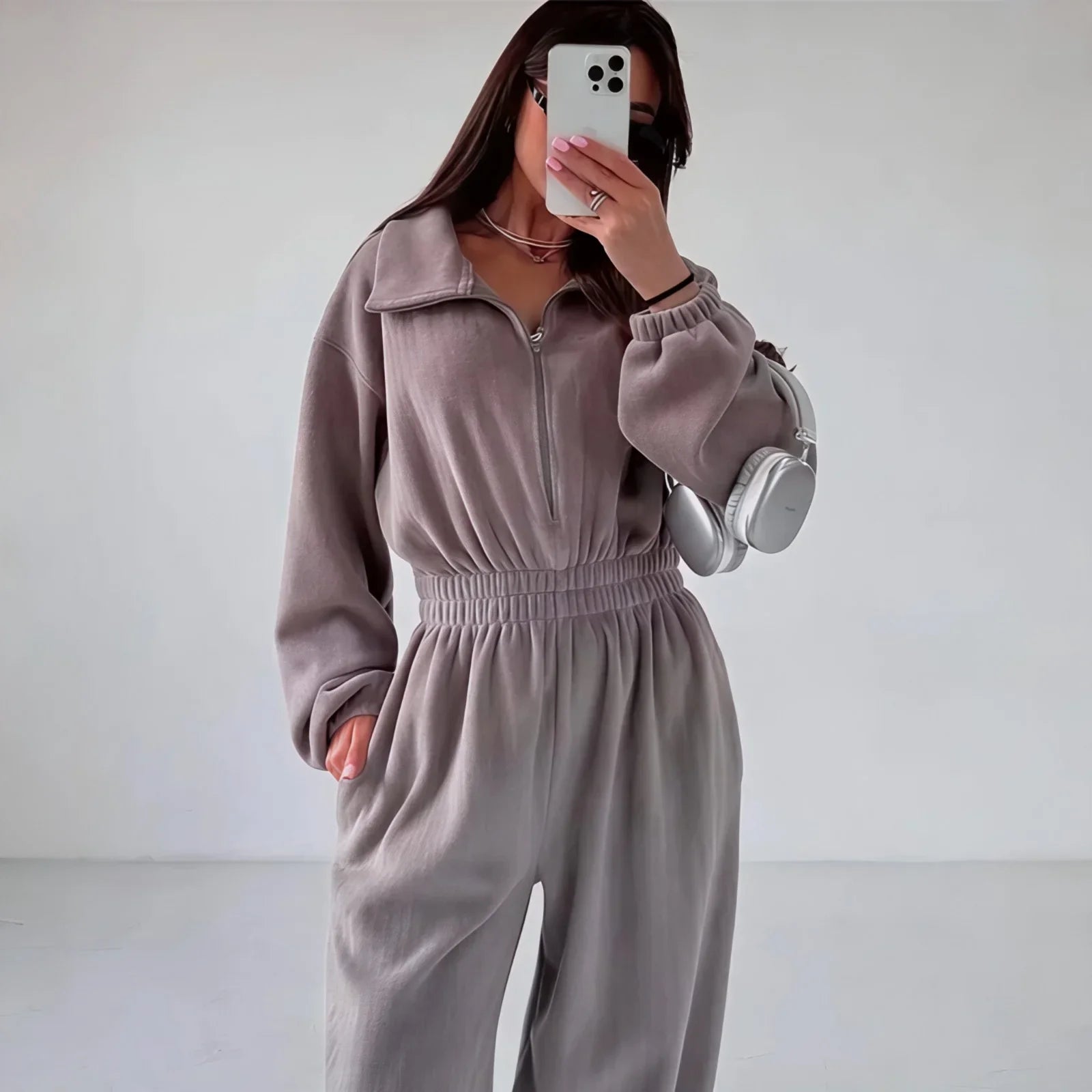 Vancouver™ Sweat-Jumpsuit mit Stehkragen und definierter Taille