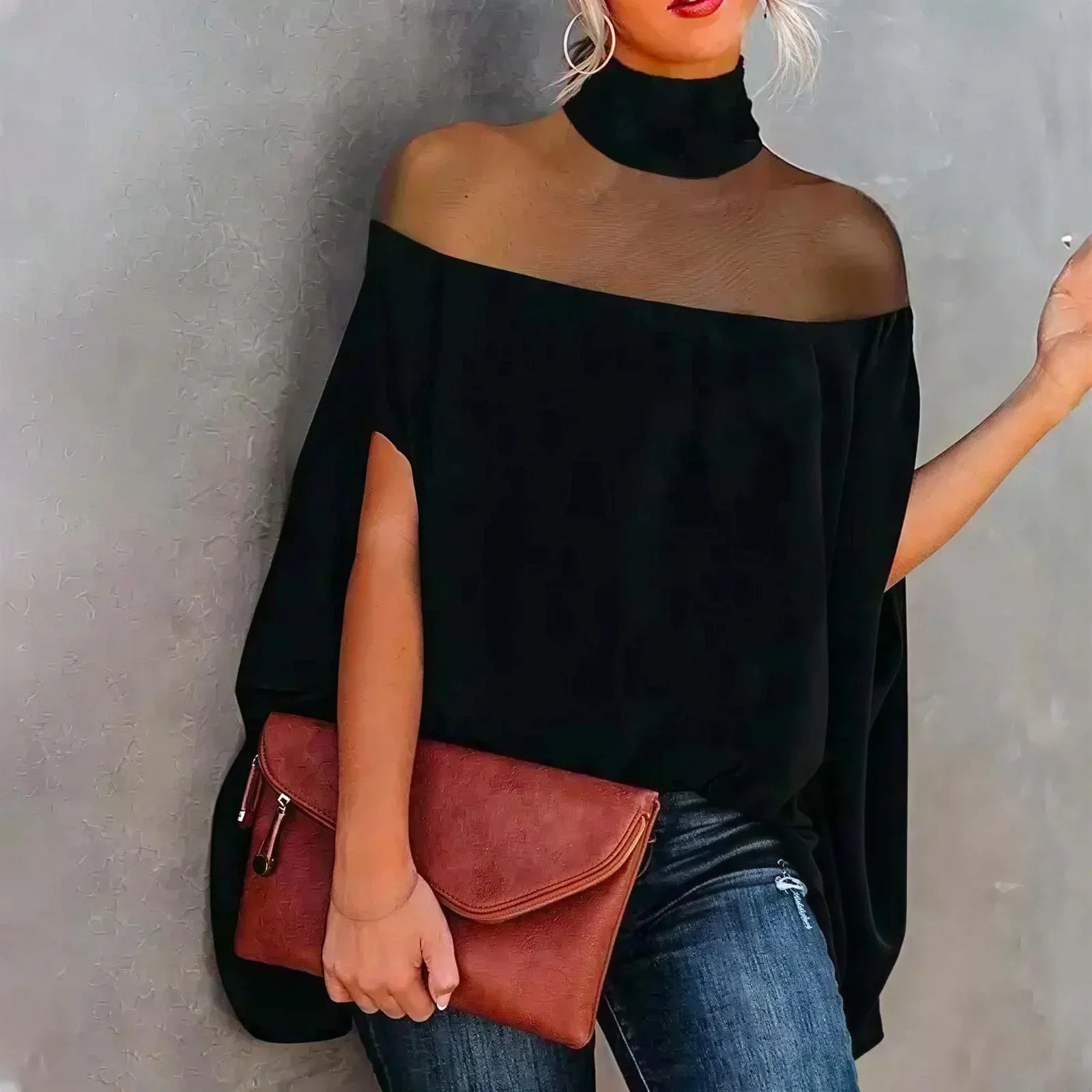 Parma™ Bluse mit Stehkragen und transparenten Schultern