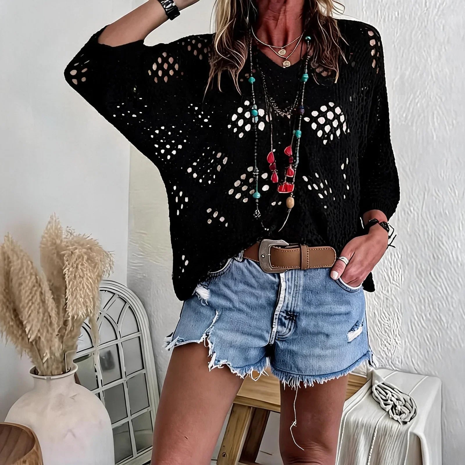 CityBreeze™ Top aus Ajourstrick mit lockerem Schnitt